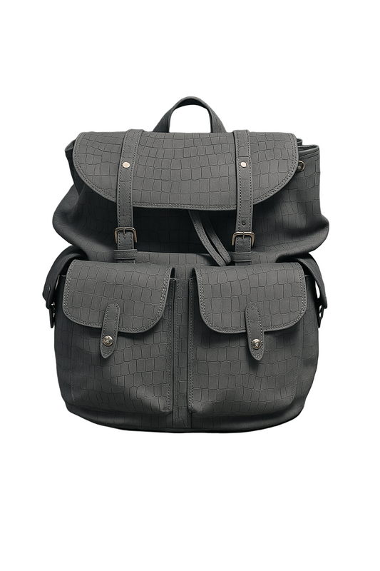 Grey Mosaic Croc Backpack