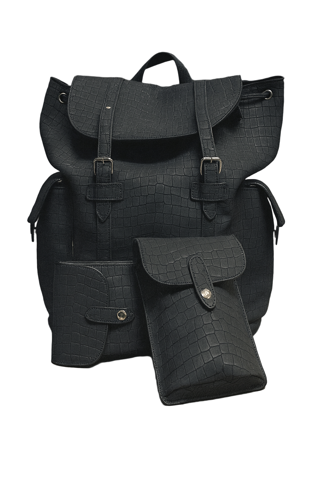 Black Mosaic Croc Backpack