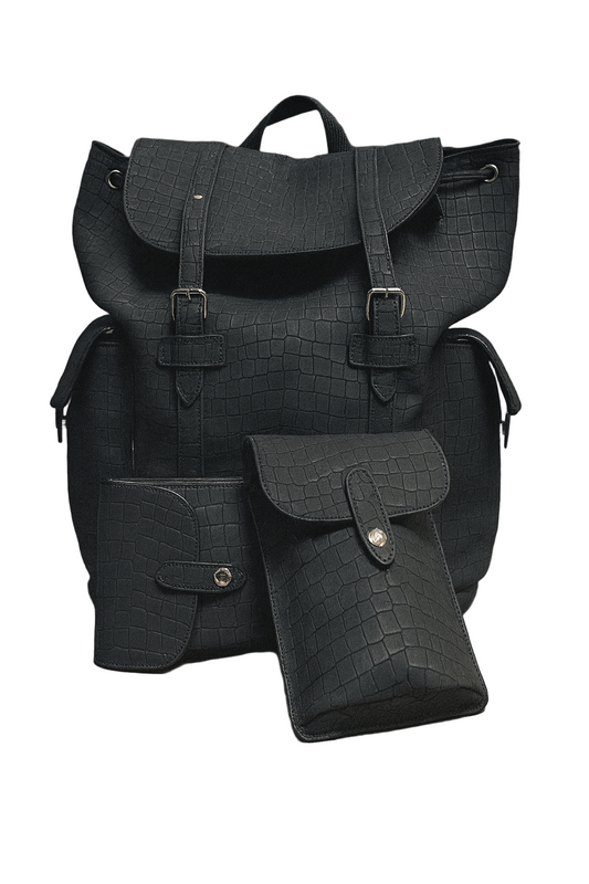 Black Mosaic Croc Backpack